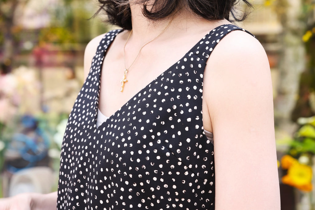 Dot Print V-neck Ruched Hem High/low Flowly Dress