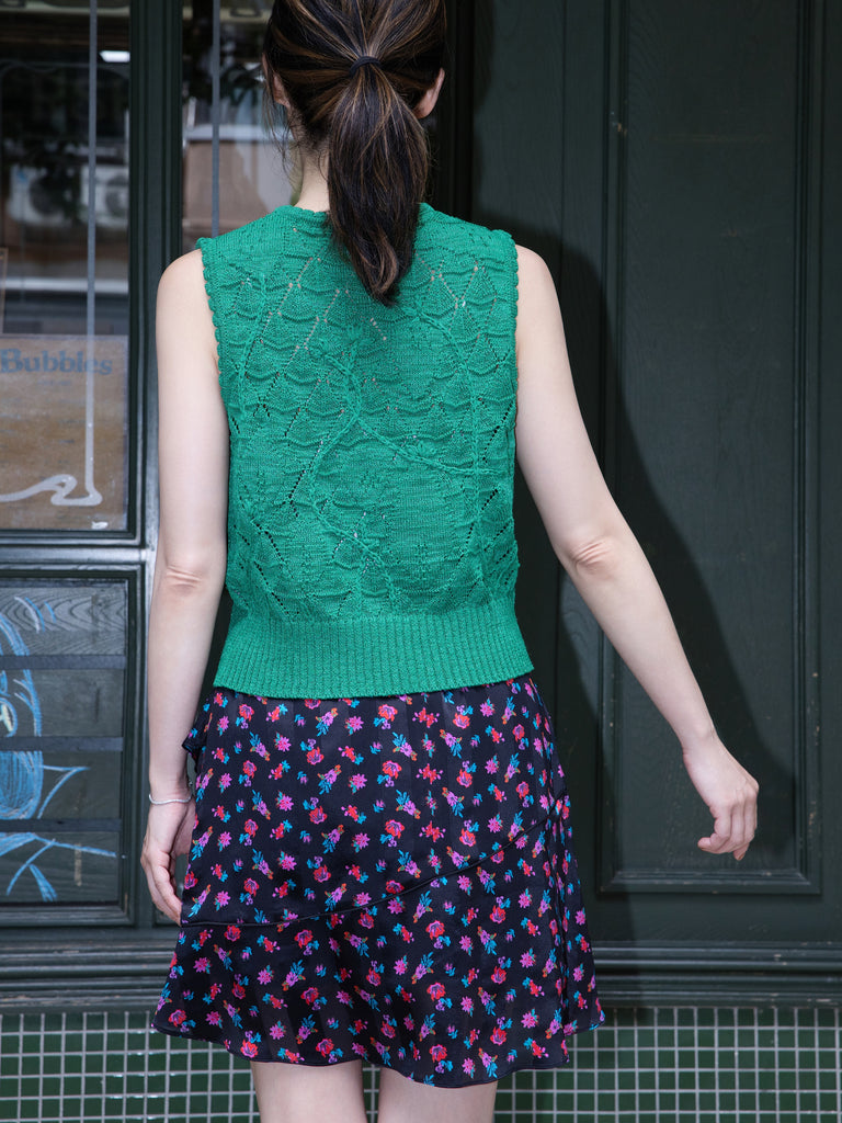 Midnight Blossom Tiered Ruffle Elastic Waist Short Skirt