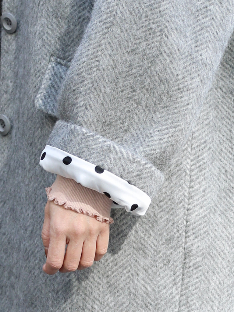 Pastel Grey Pure Wool Oversized Button Front Coat