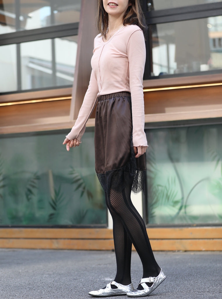 Rosy Beige Soft Cotton Lettuce-Edge Layering Top