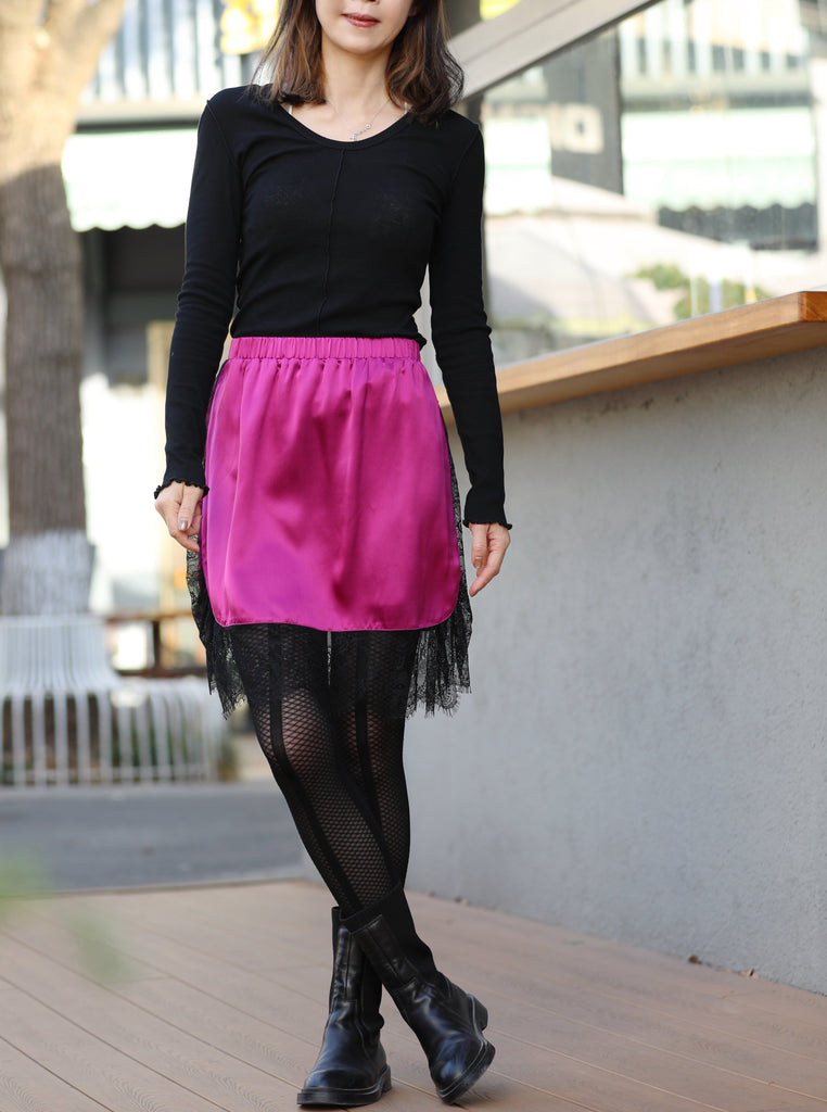 Ink Black Soft Cotton Lettuce-Edge Layering Top