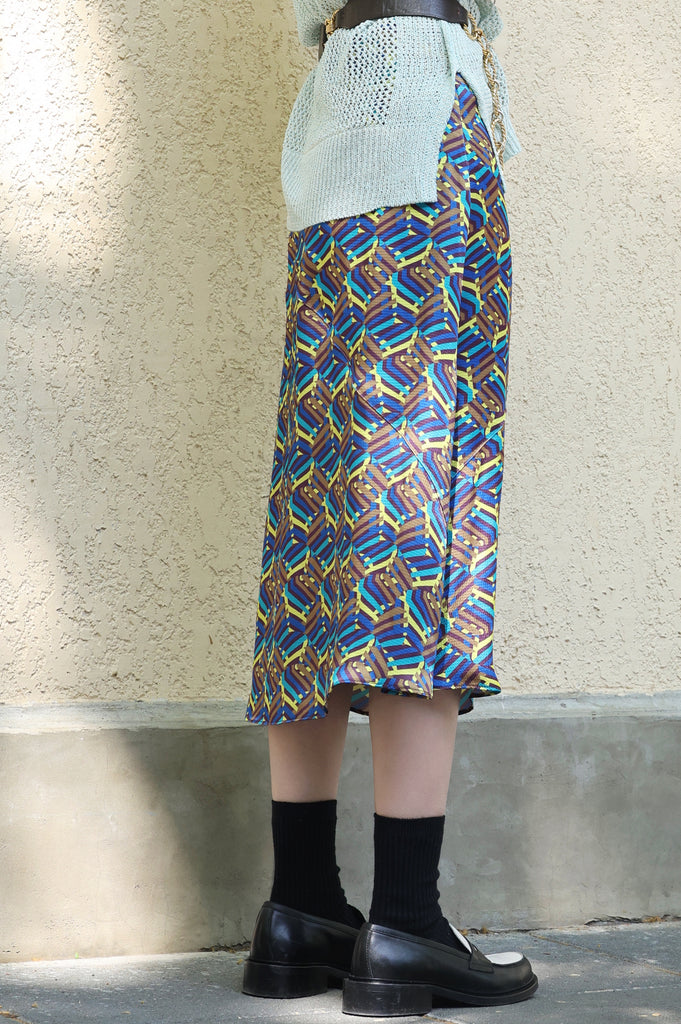 Colourful Stroke Print Layered Waist A-line Airy Midi Skirt