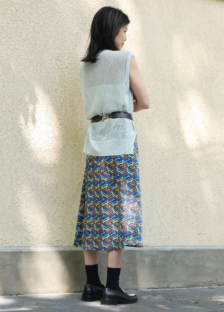 Green V-neck Pocket Detail Side Slits Layering Tank