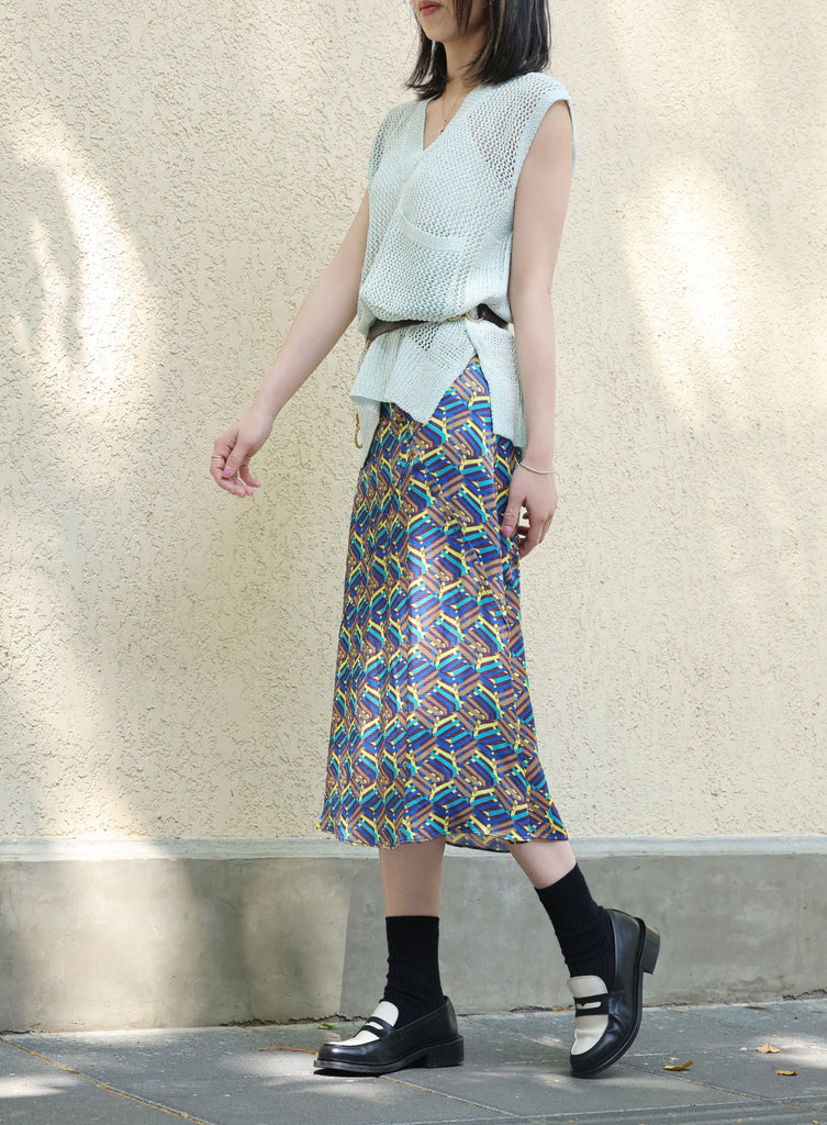 Green V-neck Pocket Detail Side Slits Layering Tank