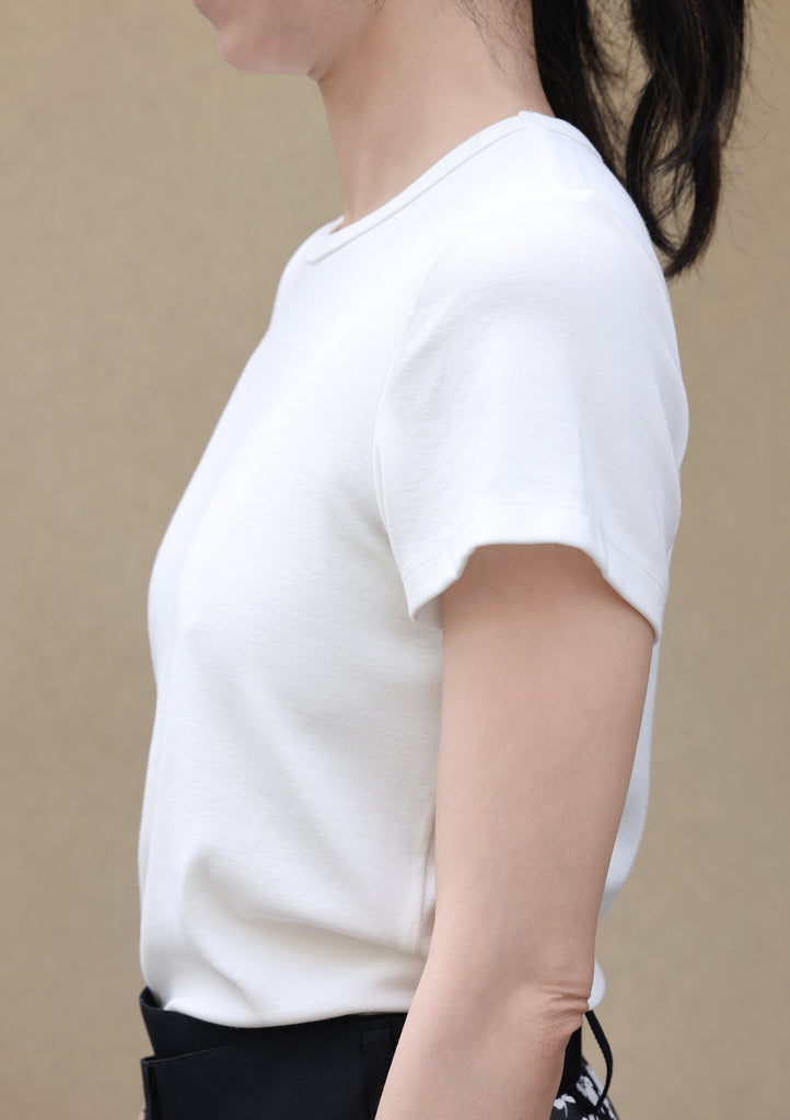 White Soft Cotton Fitted Crew Neck Stretchy Short Sleeve Tee