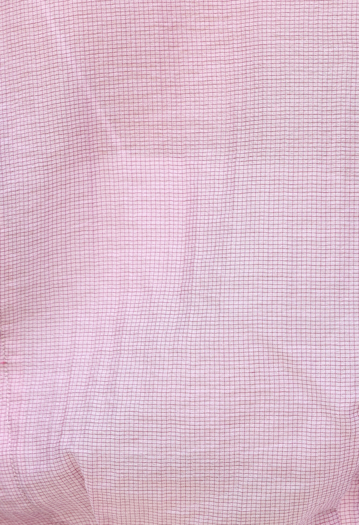 Pink Check Ruffle Collar Balloon Sleeve Wrappy Crop Blouse