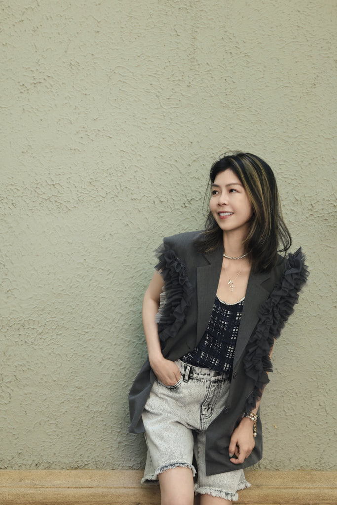 Grey Layered Ruffle Structured Sleeveless Gilet Blazer
