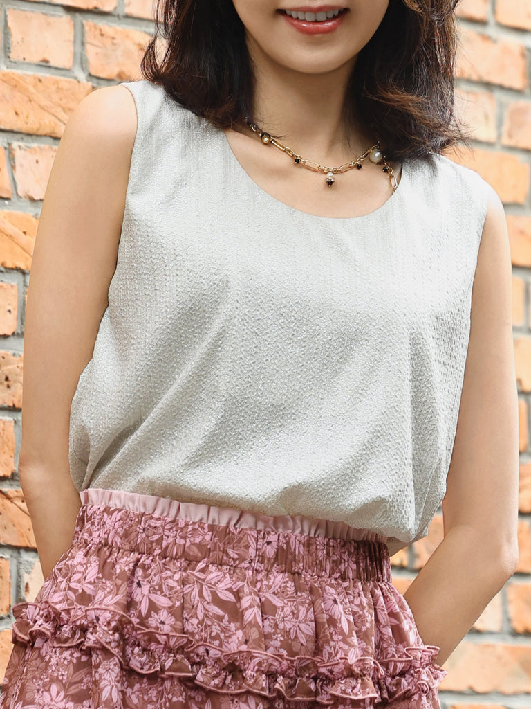 Silver Grey Round Neck Breezy Breezy Tank