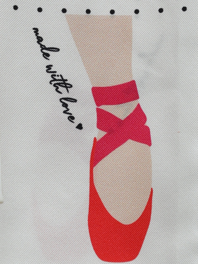 〔 T Y N V I E 〕Exclusive Polka Dot Illustrated Ballet Flat Twilly Silk Scarf