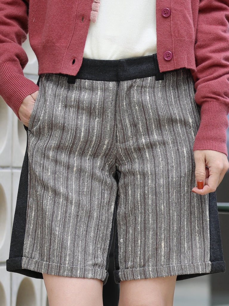 SPECIAL! Stylish Two Tone Woollen High Waist Shorts