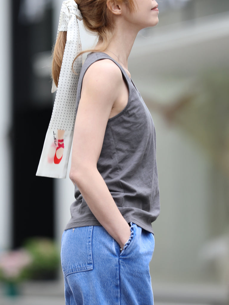 Ash Grey Sleeveless Soft Drape Layering Tank Top