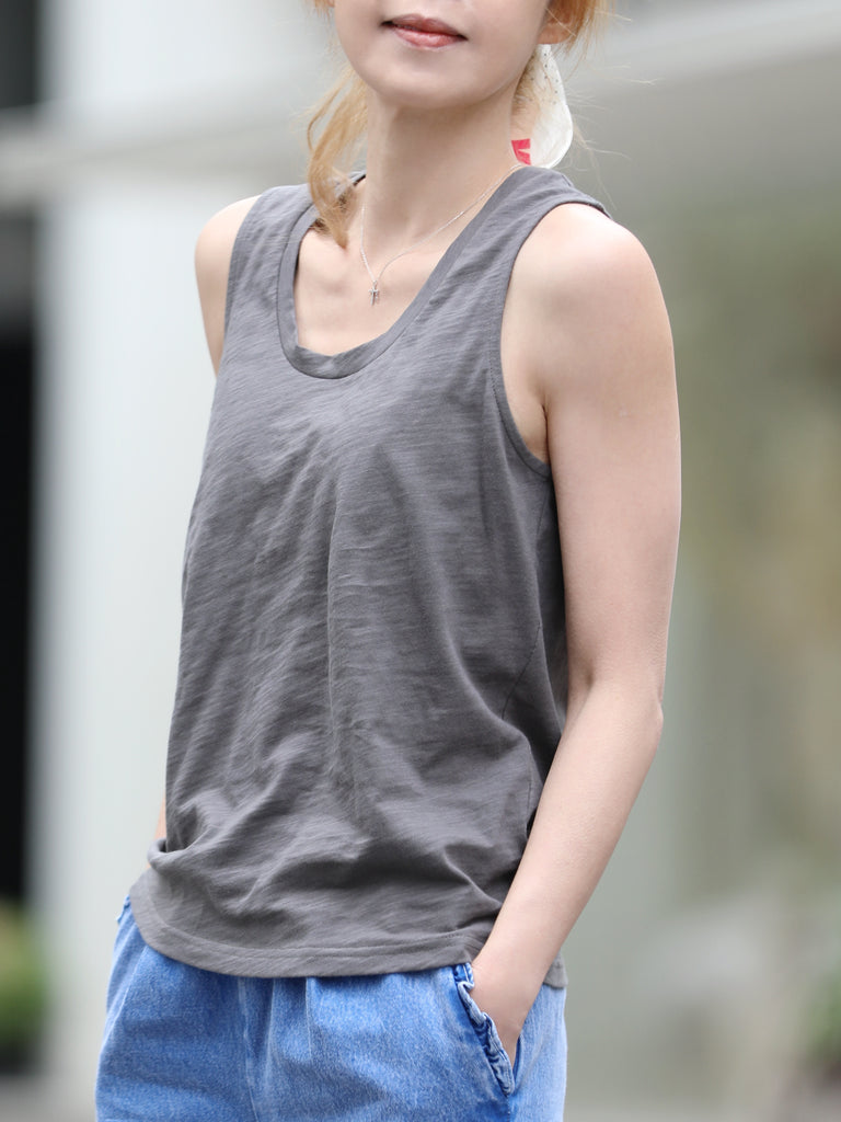 Ash Grey Sleeveless Soft Drape Layering Tank Top