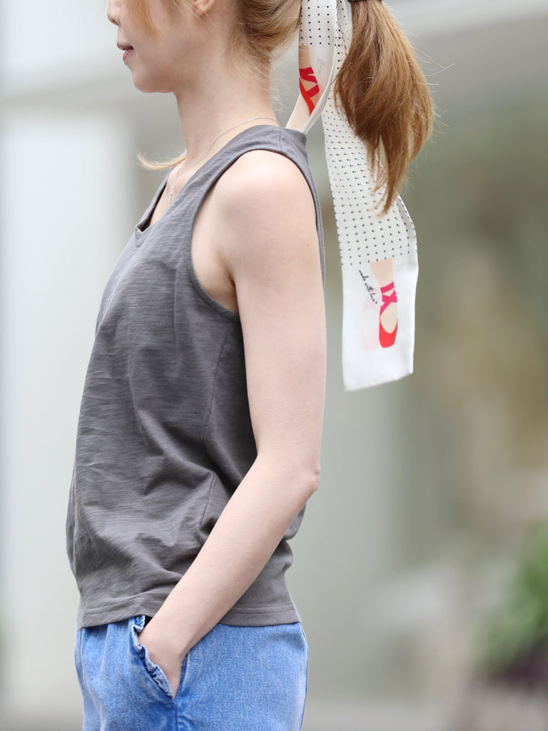 Ash Grey Sleeveless Soft Drape Layering Tank Top