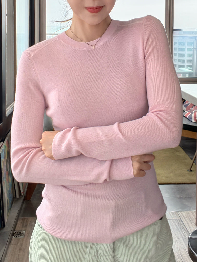 Rosewater Pink Pure Merino Wool Signature Essential Jumper