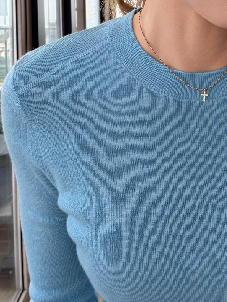 Bluebell Blue Pure Merino Wool Signature Essential Jumper