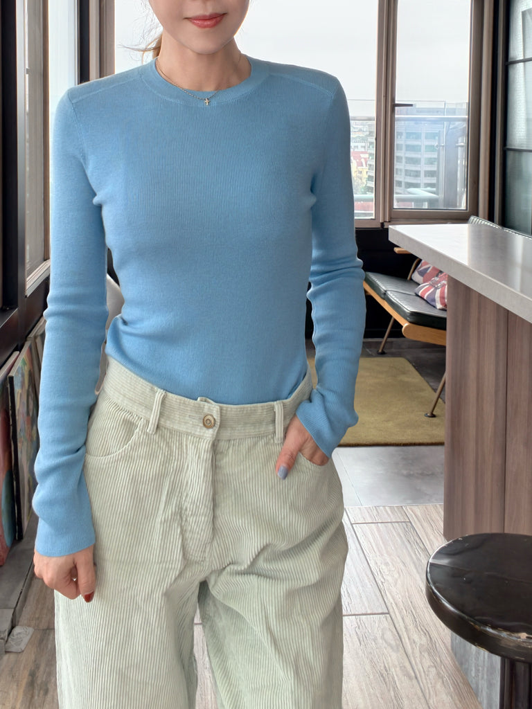 Bluebell Blue Pure Merino Wool Signature Essential Jumper