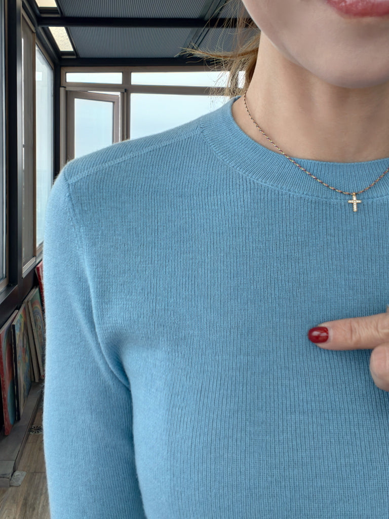 Bluebell Blue Pure Merino Wool Signature Essential Jumper