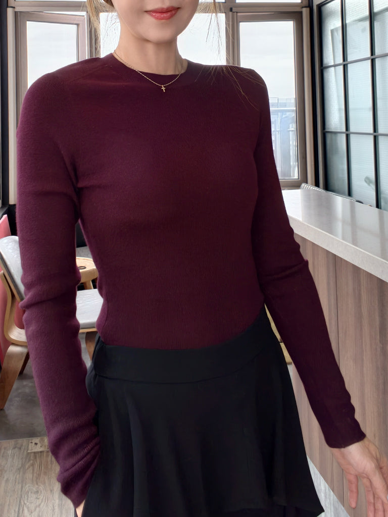 Cherry Burgundy Pure Merino Wool Signature Essential Jumper