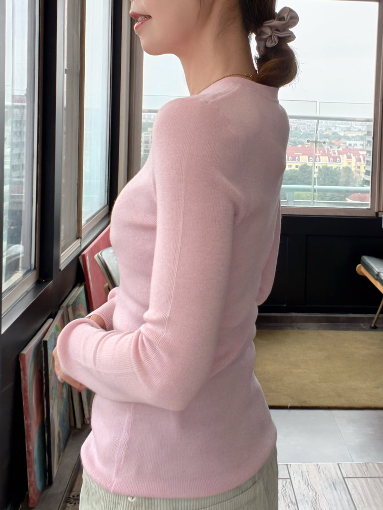 Rosewater Pink Pure Merino Wool Signature Essential Jumper