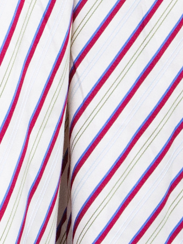 Striped Seam Detail Paneled A-Line Maxi High/ Low Skirt