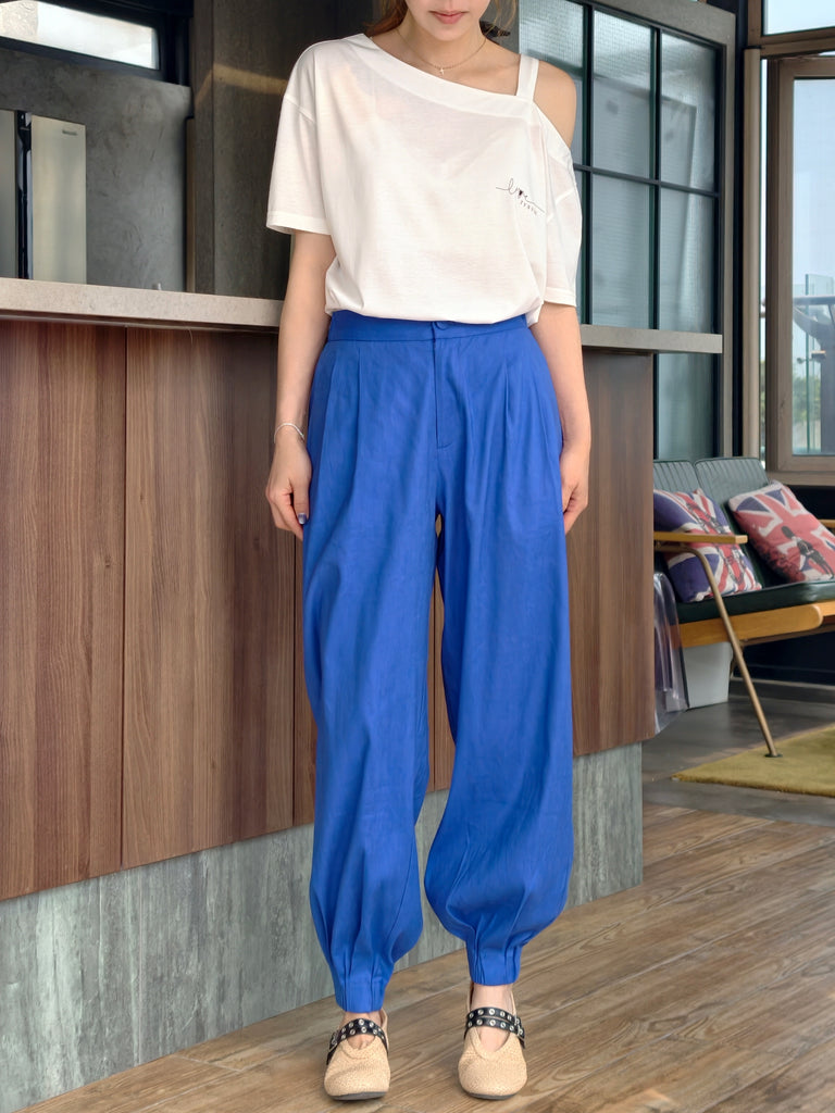 White Asymmetric Cold Shoulder "Love TYNVIE" Logo Tee
