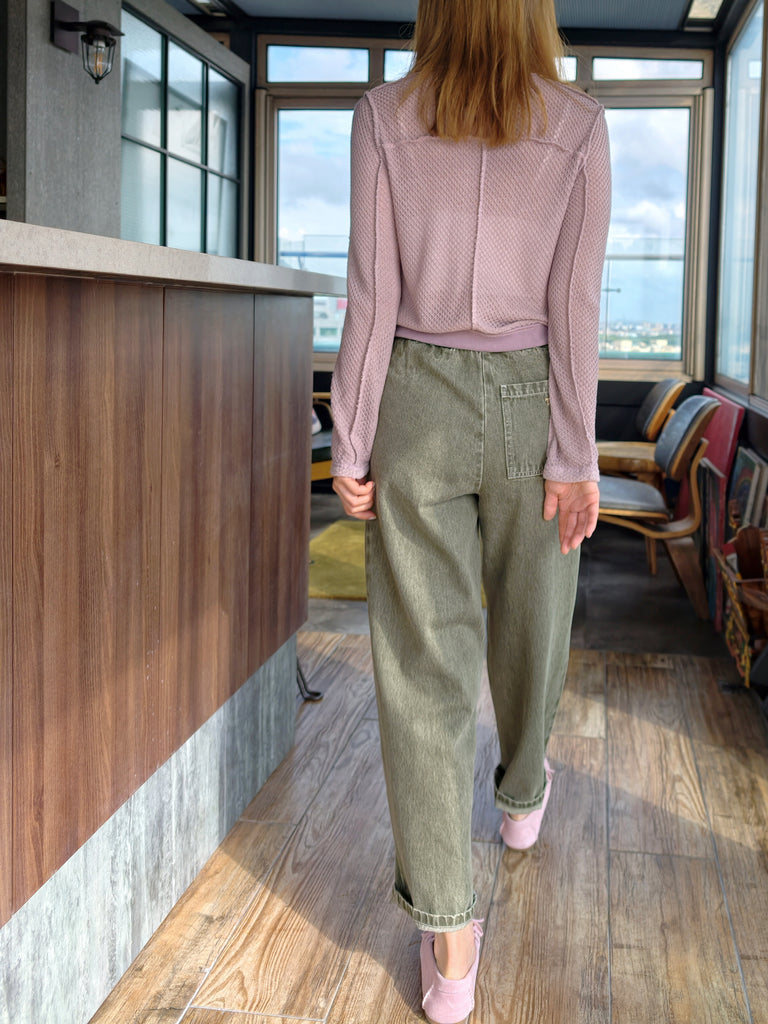 Lilac Delicate Diamond Lattice Knit Unique Button Cardigan