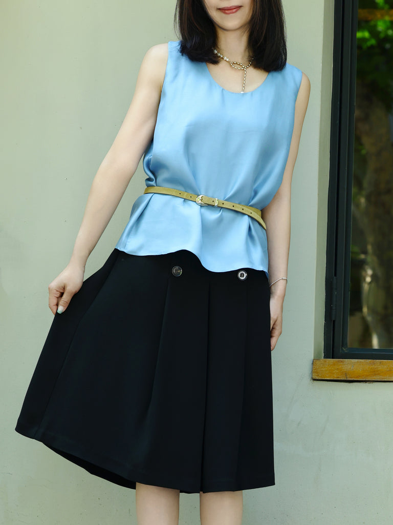 Sky Blue Round Neck Breezy Silk Tank