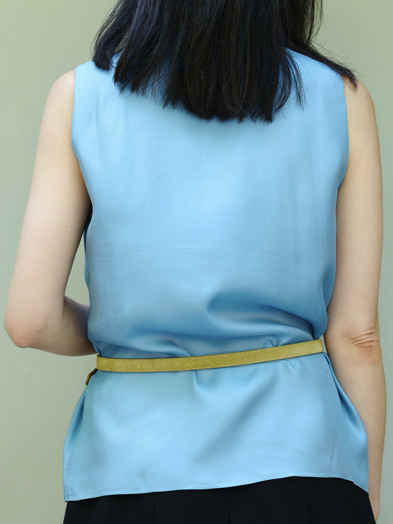 Sky Blue Round Neck Breezy Silk Tank