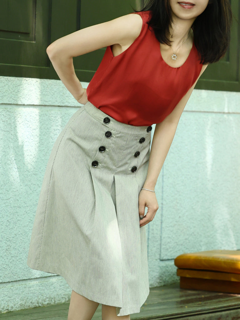 Rust Red Round Neck Breezy Silk Tank