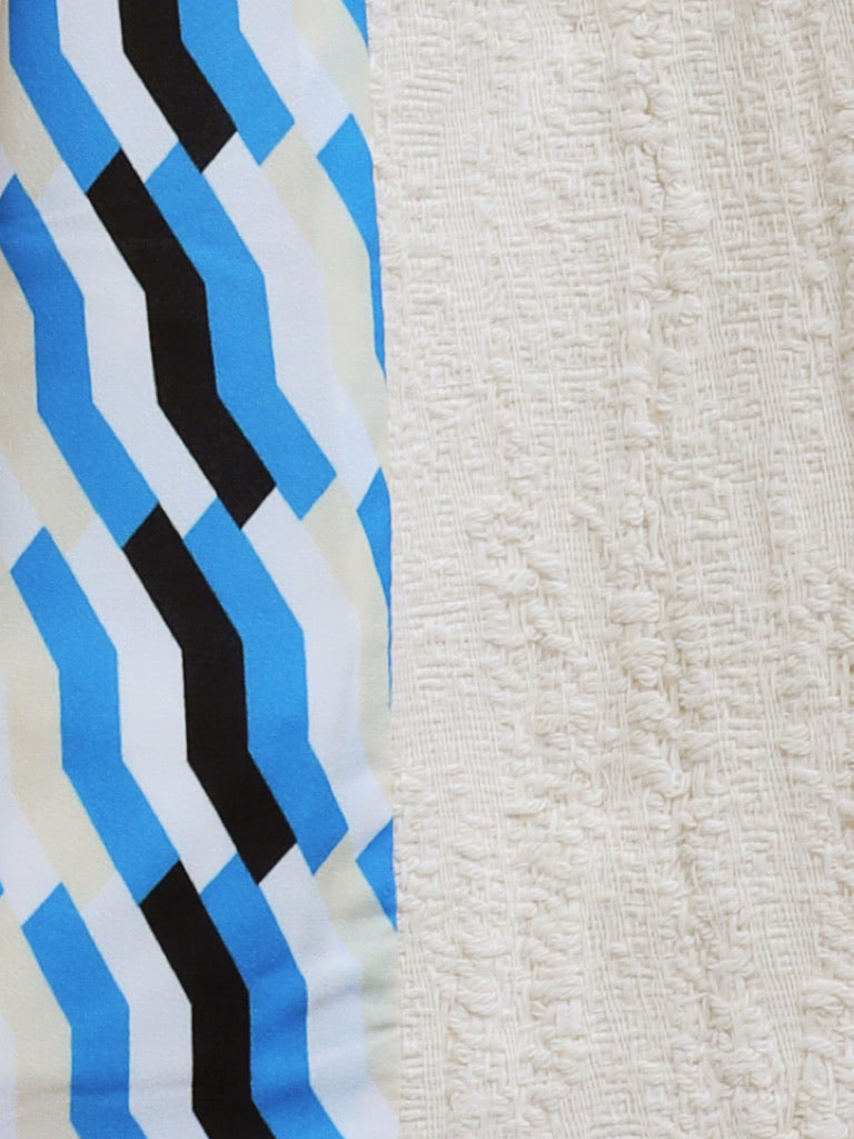 Ivory Textured Gold Accents Cropped Double-Breasted Jacket