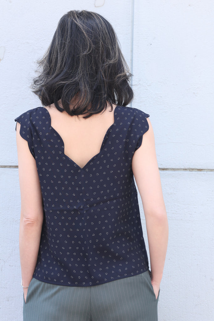 Little Hearts V-Neck Scalloped Tank Top