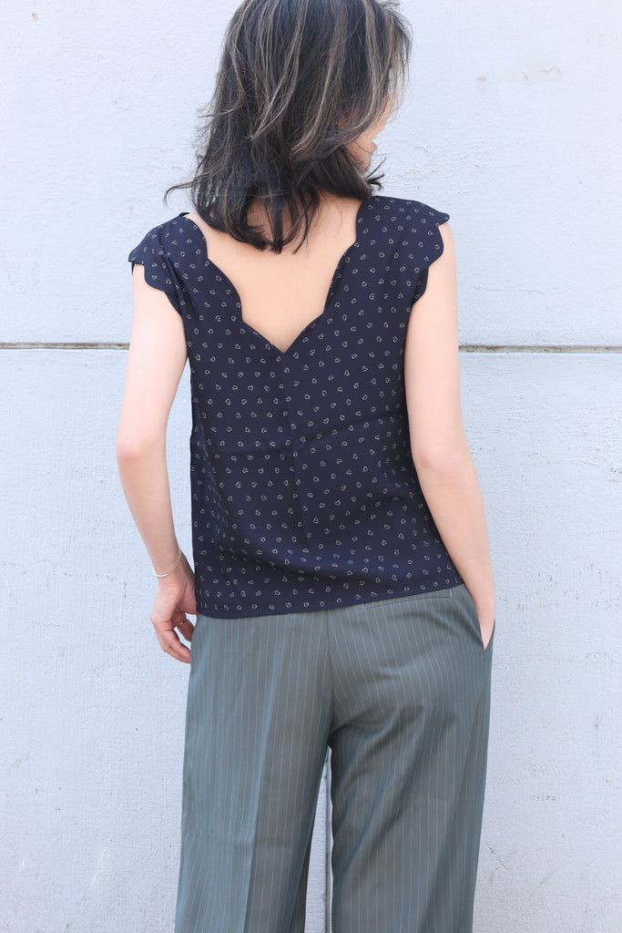 Little Hearts V-Neck Scalloped Tank Top