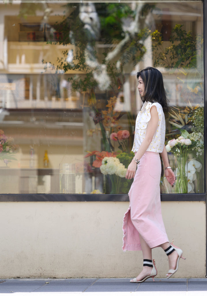 Yellow Flowers Tie-bow Shoulder Sleeveless Utility Jacket