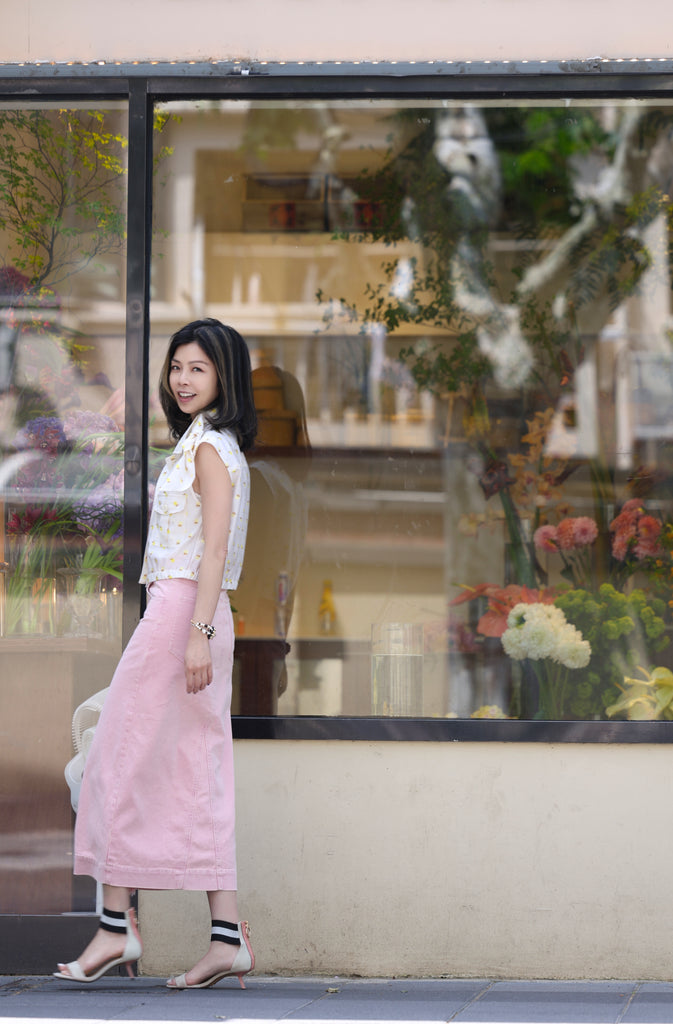 Yellow Flowers Tie-bow Shoulder Sleeveless Utility Jacket