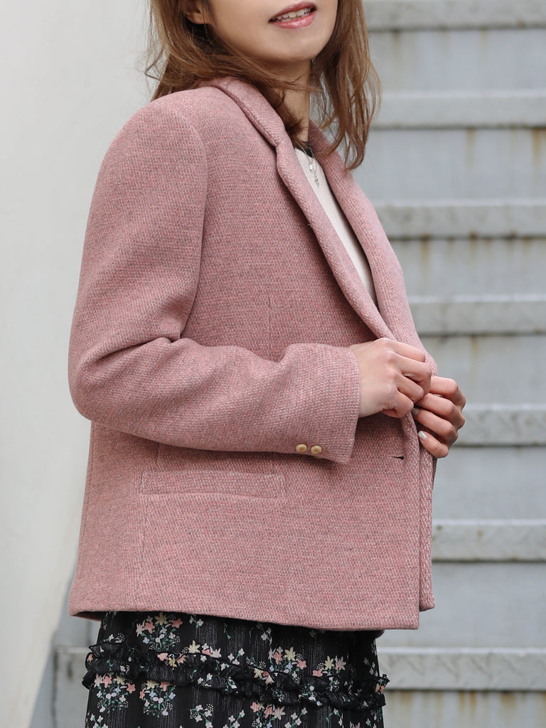 Rose Pink Double-Breasted Woollen Tailored Blazer