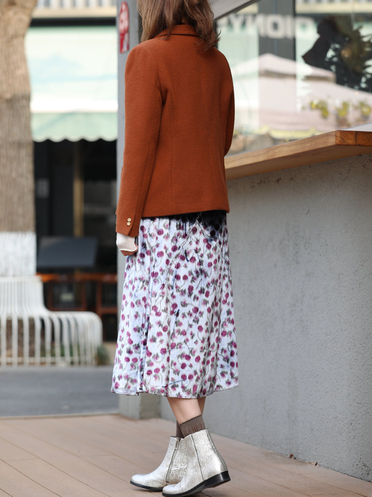 Rich Cinnamon Double-Breasted Woollen Tailored Blazer