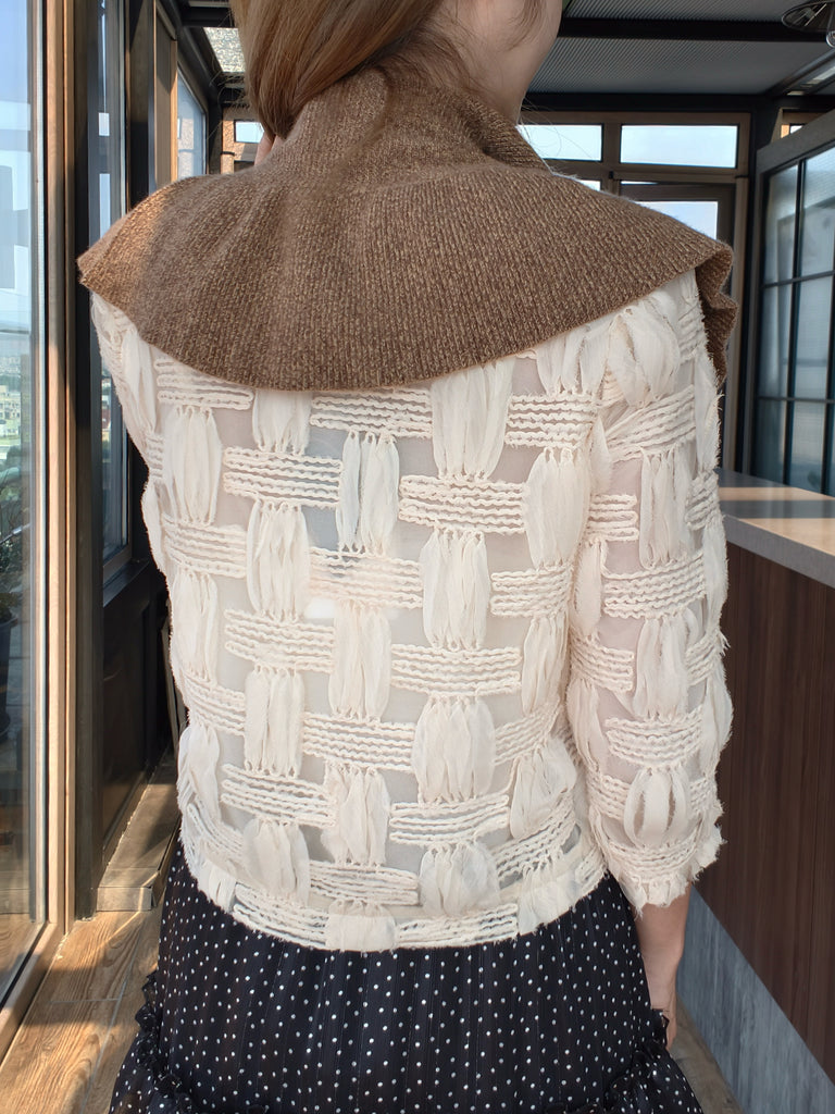 New Colour! Toasted Truffle Luxe Cashmere Ruffle Collar Wrap