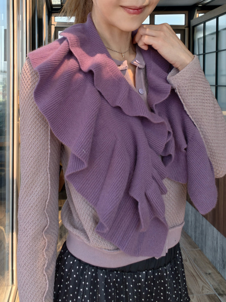 New Colour! Lilac Soufflé Luxe Cashmere Ruffle Collar Wrap