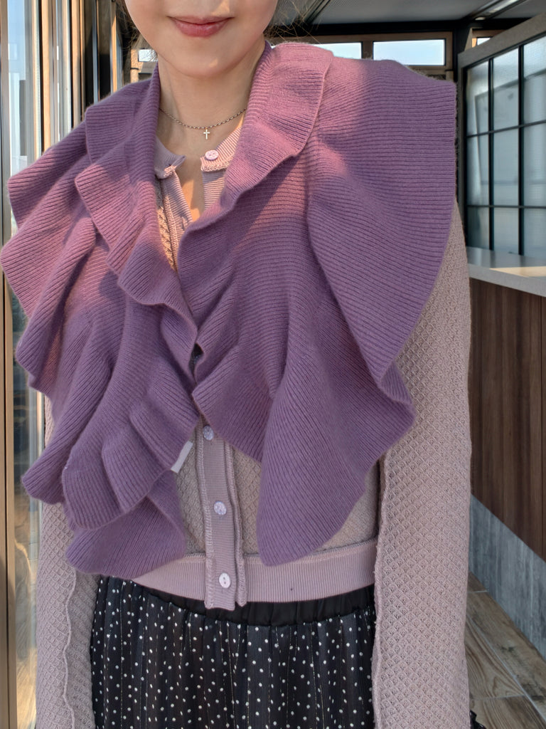 New Colour! Lilac Soufflé Luxe Cashmere Ruffle Collar Wrap