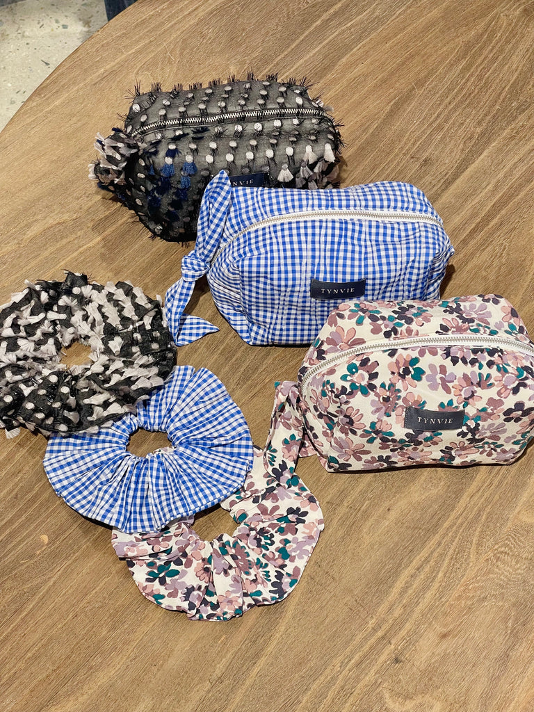 Painterly Floral Knotted Bow Boxy Pouch & Scrunchie Duo