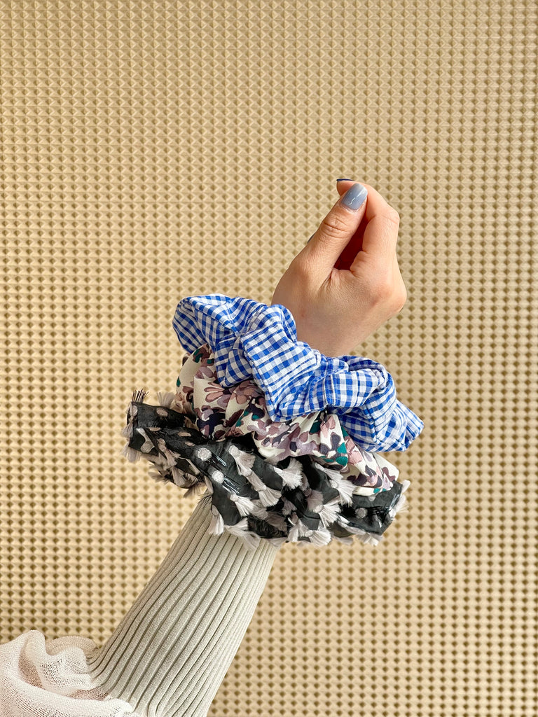 Painterly Floral Knotted Bow Boxy Pouch & Scrunchie Duo