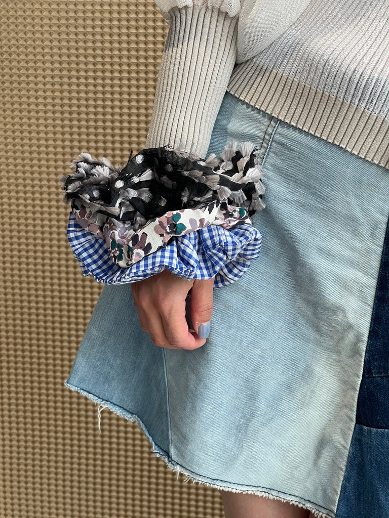 Painterly Floral Knotted Bow Boxy Pouch & Scrunchie Duo