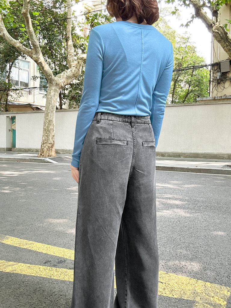 Soft Sky Blue Cotton Rayon Blend Essential Jumper