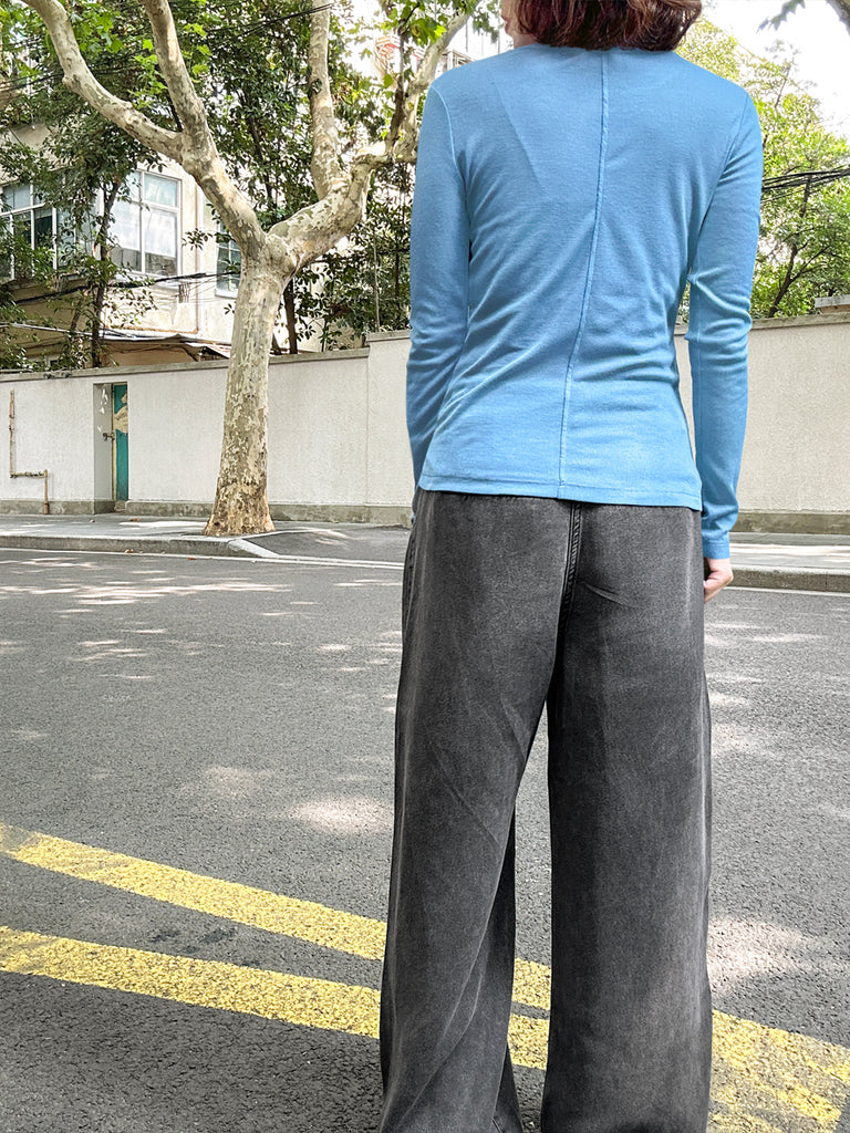 Soft Sky Blue Cotton Rayon Blend Essential Jumper