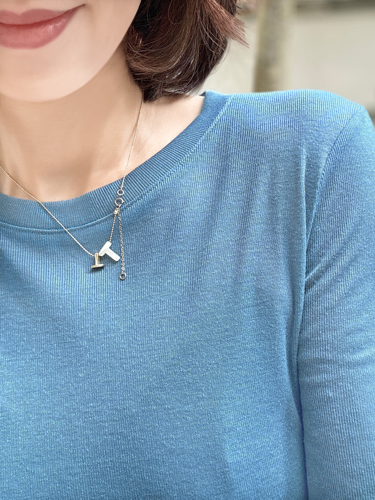 Soft Sky Blue Cotton Rayon Blend Essential Jumper