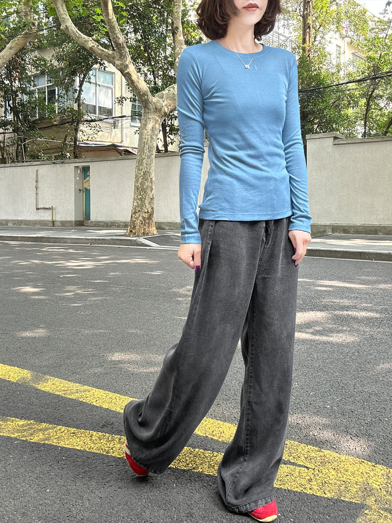 Soft Sky Blue Cotton Rayon Blend Essential Jumper