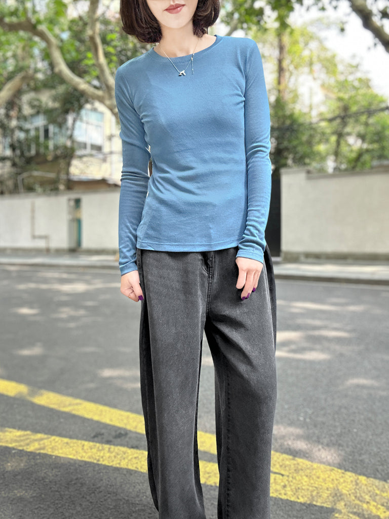 Soft Sky Blue Cotton Rayon Blend Essential Jumper
