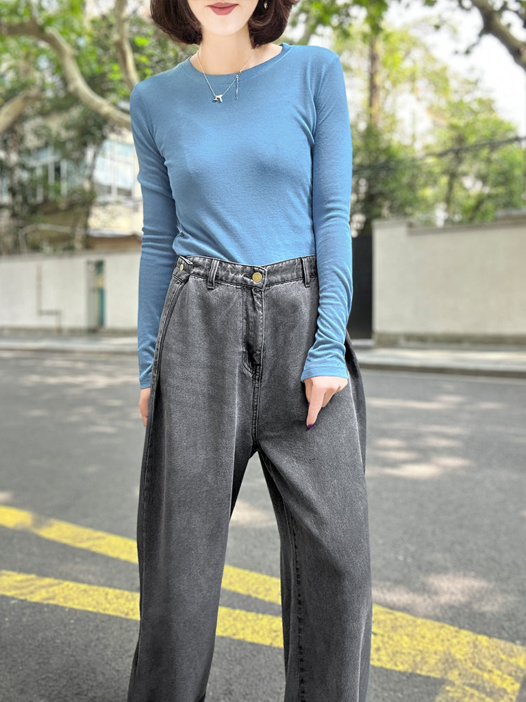 Soft Sky Blue Cotton Rayon Blend Essential Jumper