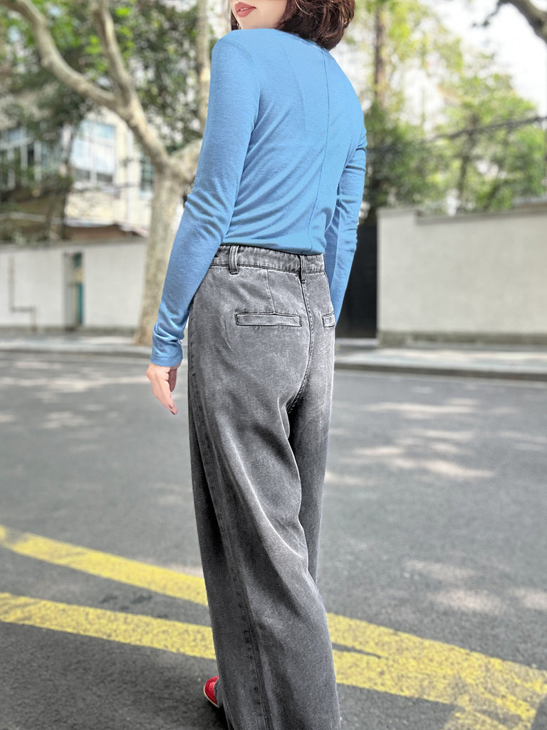 Soft Sky Blue Cotton Rayon Blend Essential Jumper