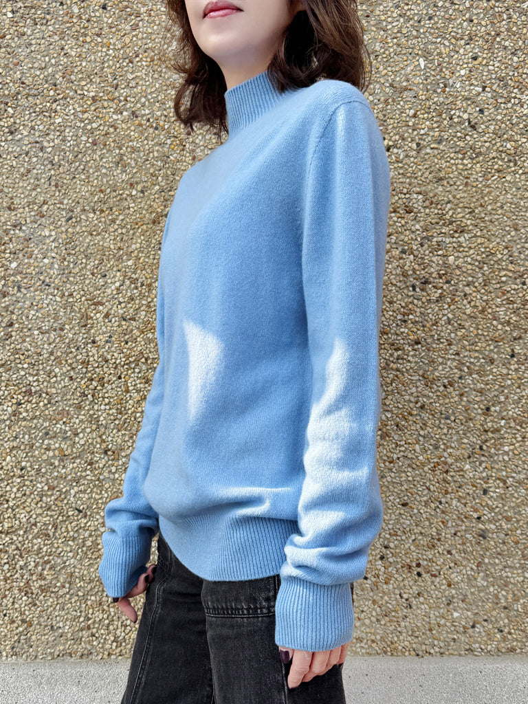 Surprise Sale! Baby Blue High-Neck Cashmere Wool Blend Essential Jumper